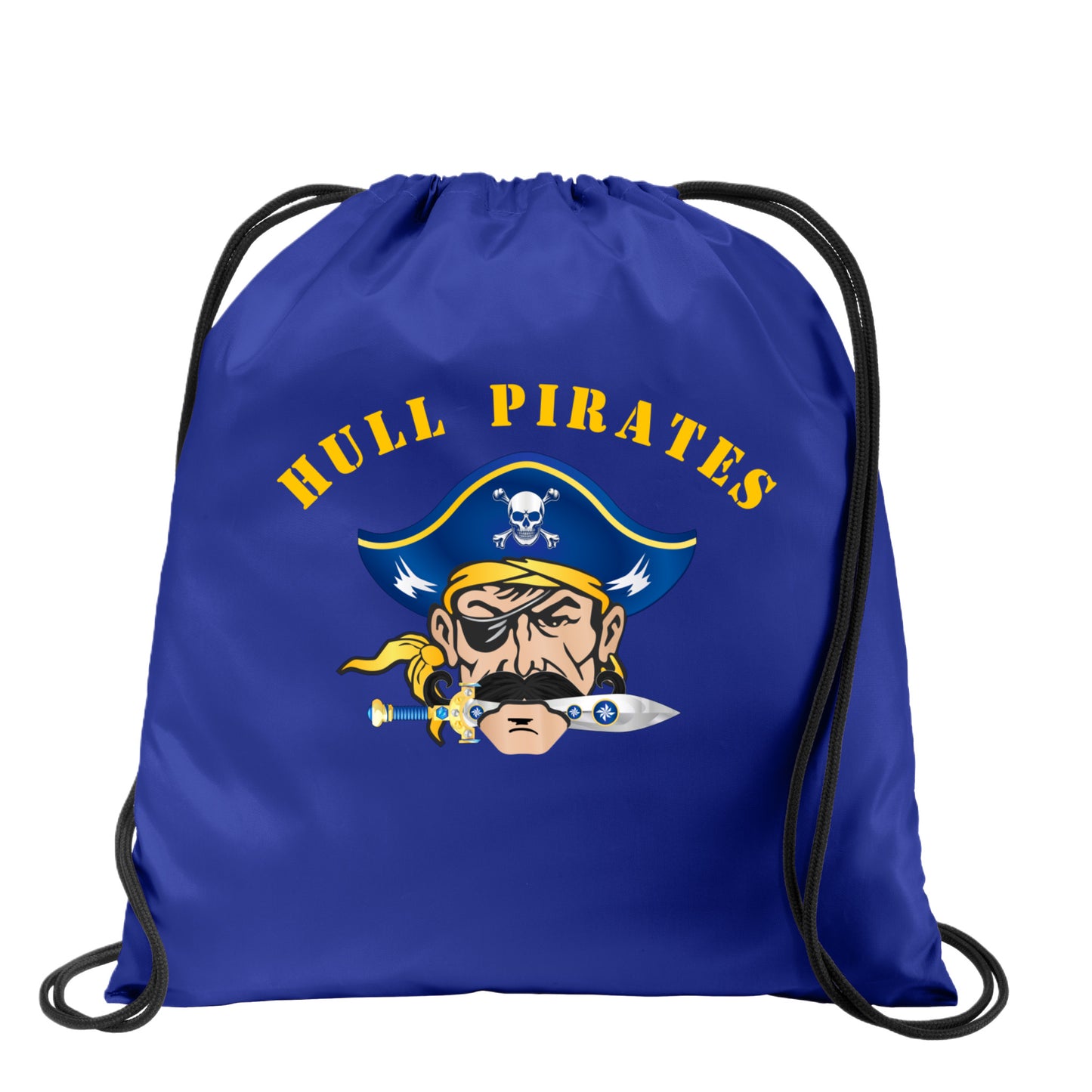 Hull Pirates Drawstring Bag – Blue Polyester Bag with Yellow Team Graphic