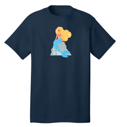 Customizable Playful Mermaid Design, 100% Cotton Tee