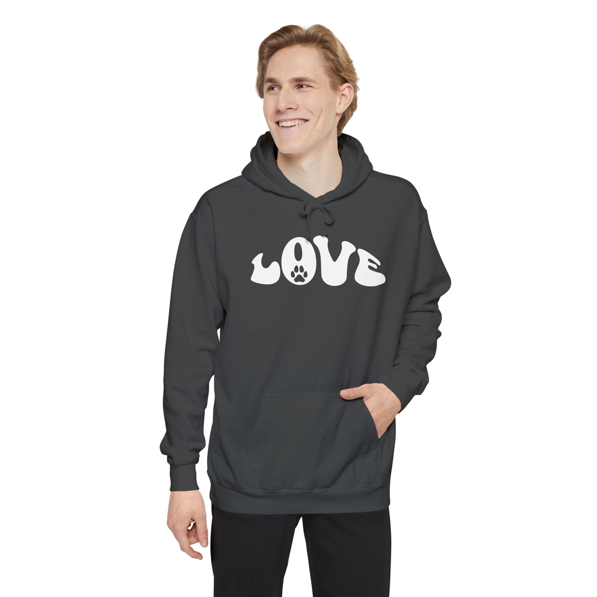 Love Paw Print — Garment Dyed Hoodie