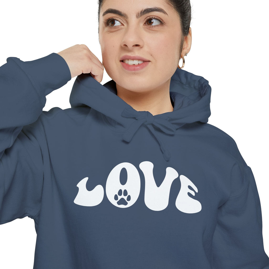 Love Paw Print — Garment Dyed Hoodie