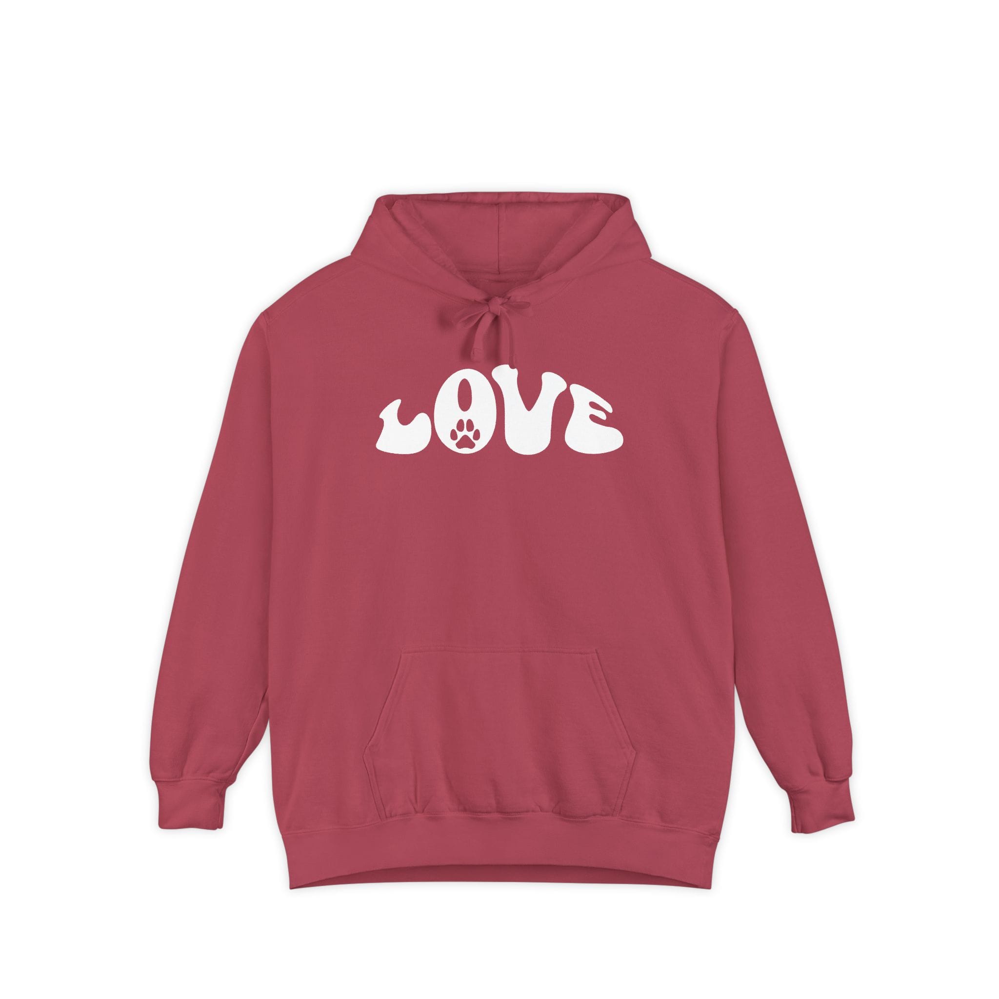 Love Paw Print — Garment Dyed Hoodie