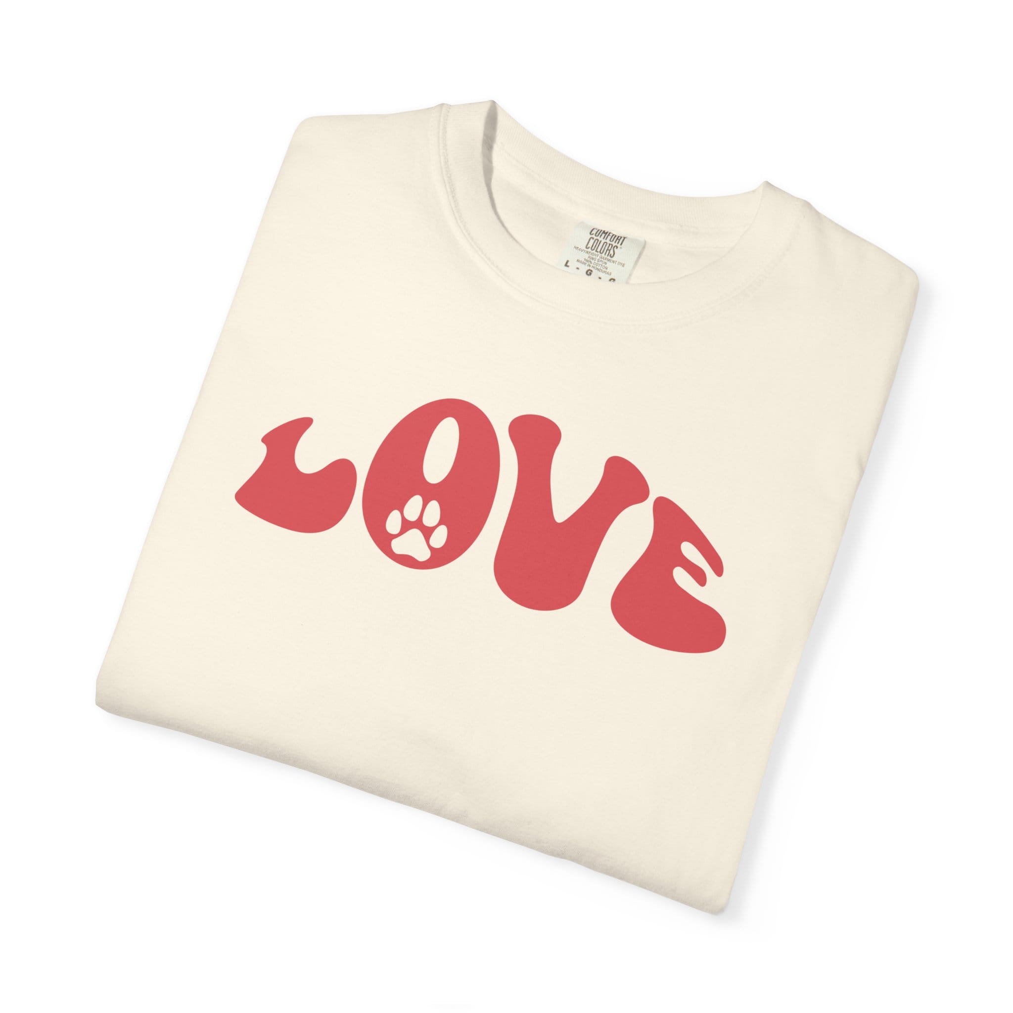 LOVE Paw Print - Garment Dyed Cotton T-Shirt
