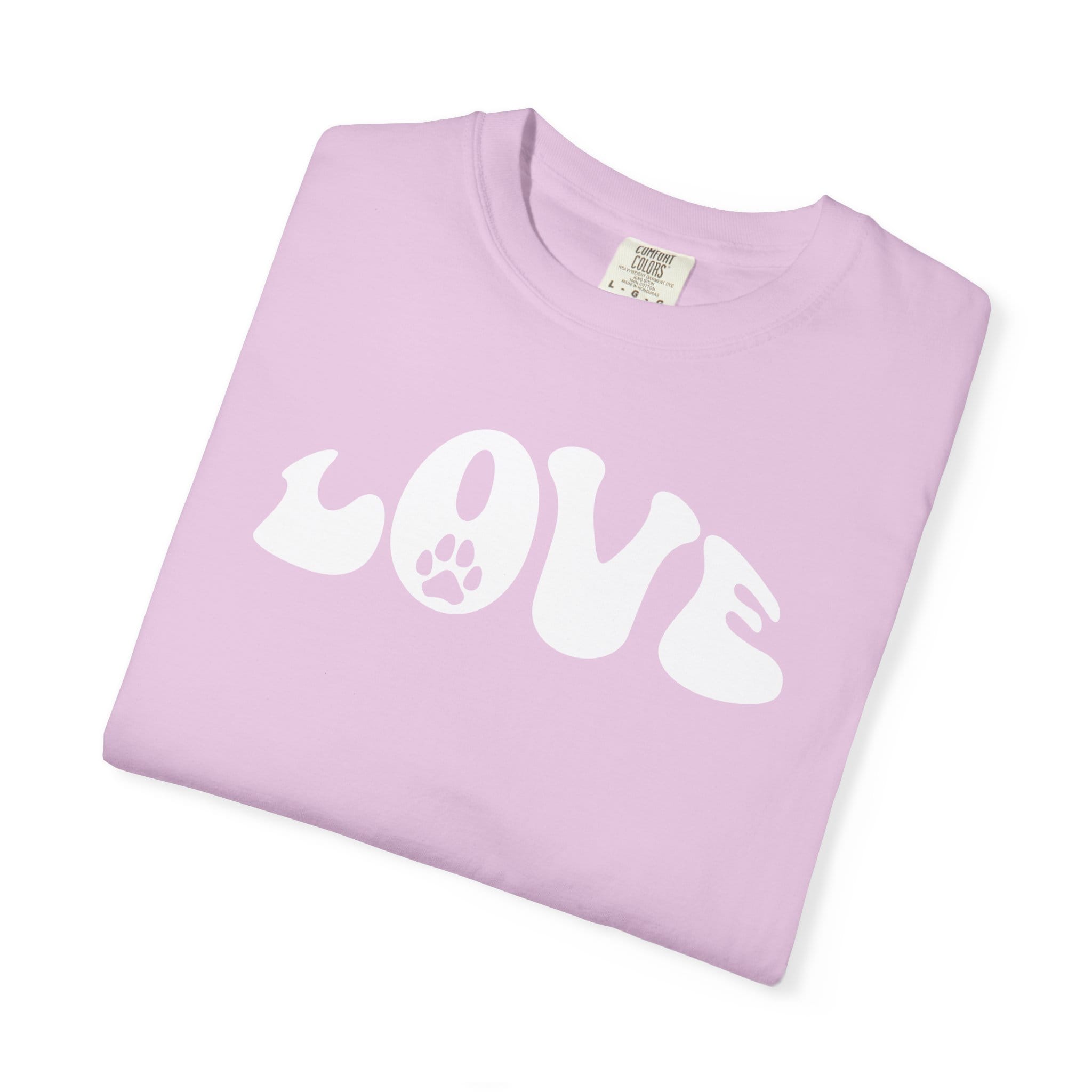 LOVE Paw Print - Garment Dyed Cotton T-Shirt