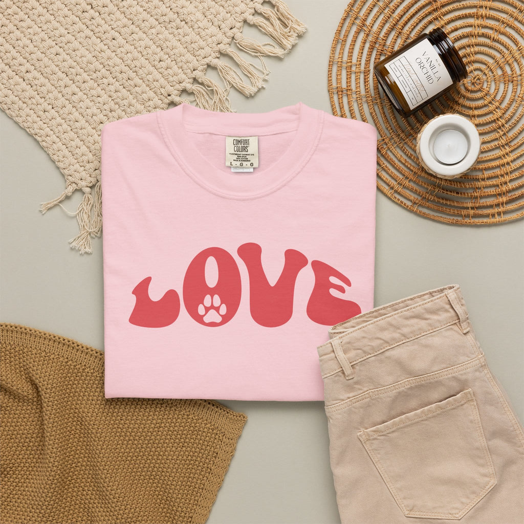 LOVE Paw Print - Garment Dyed Cotton T-Shirt