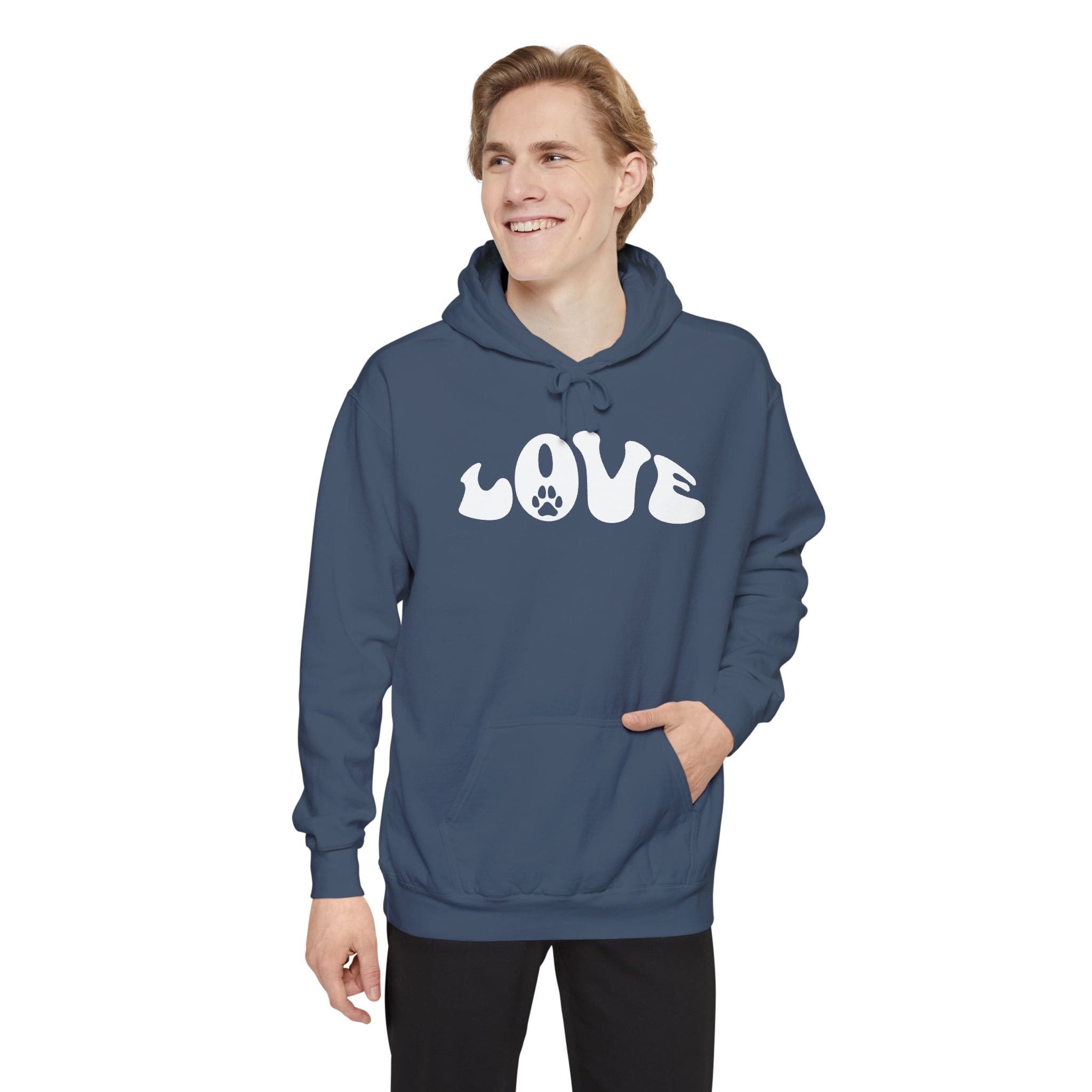Love Paw Print — Garment Dyed Hoodie