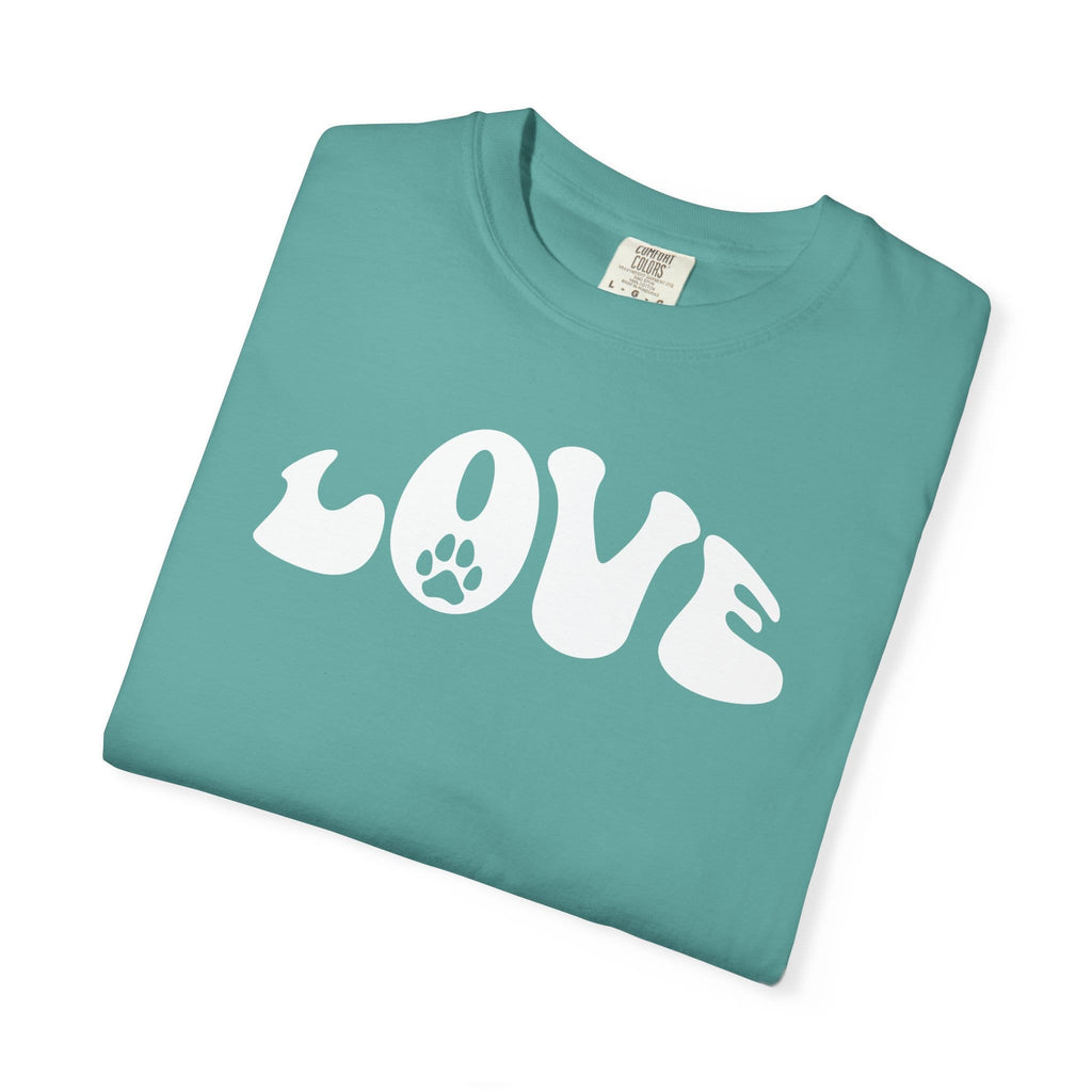 LOVE Paw Print - Garment Dyed Cotton T-Shirt