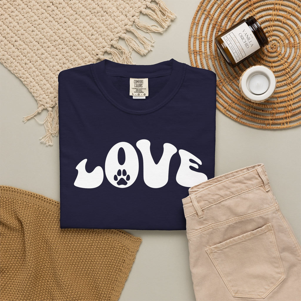 LOVE Paw Print - Garment Dyed Cotton T-Shirt