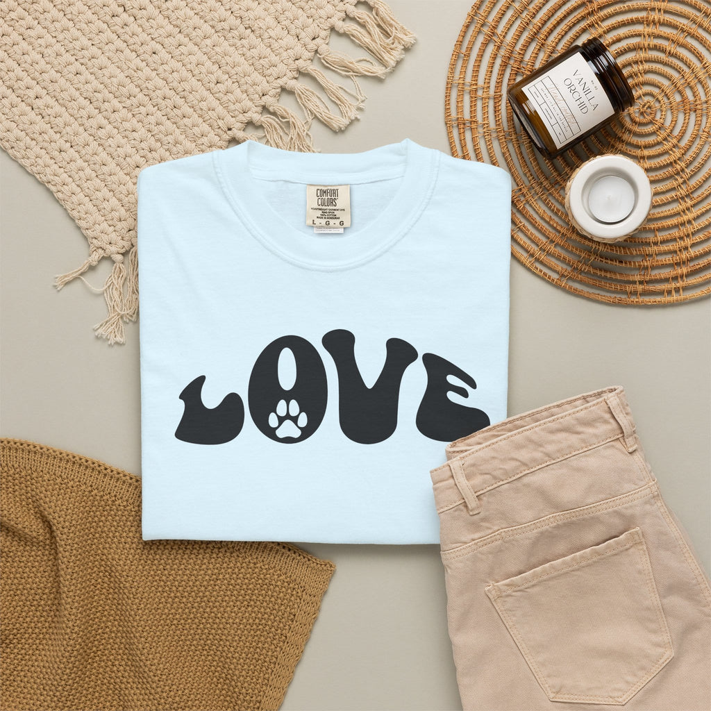 LOVE Paw Print - Garment Dyed Cotton T-Shirt