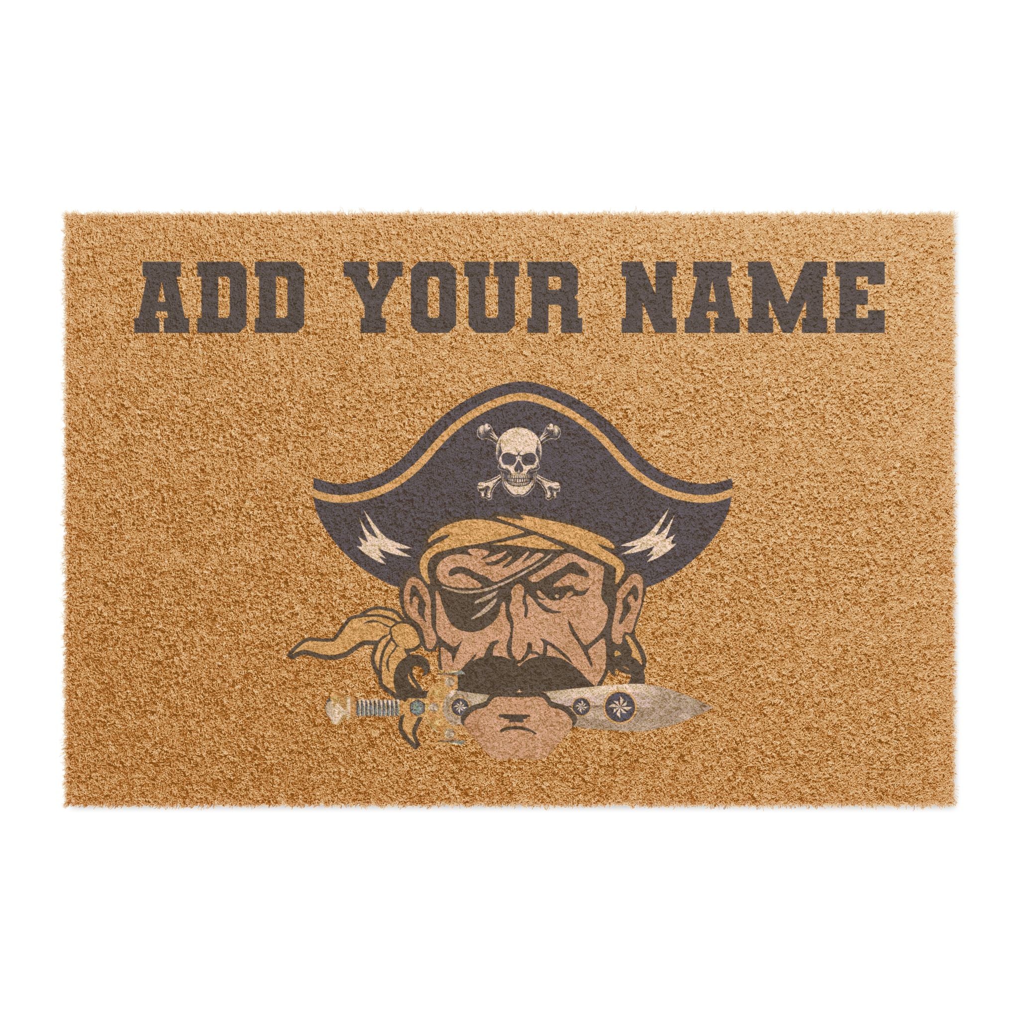 Personalized Hull Pirates Doormat — Custom Name Welcome Mat with Tough Coir Backing