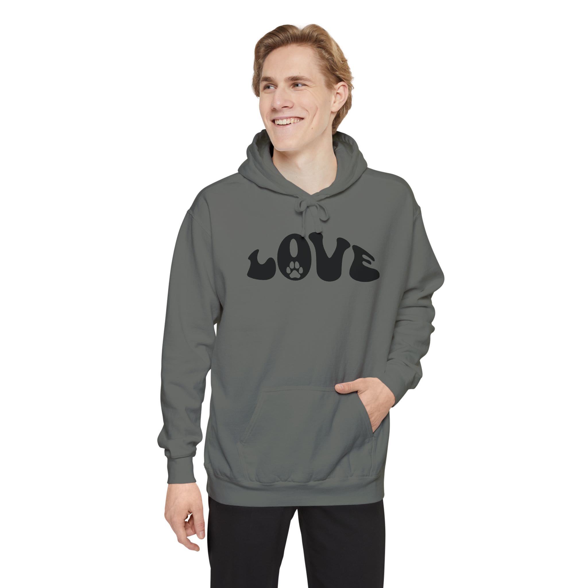 Love Paw Print — Garment Dyed Hoodie
