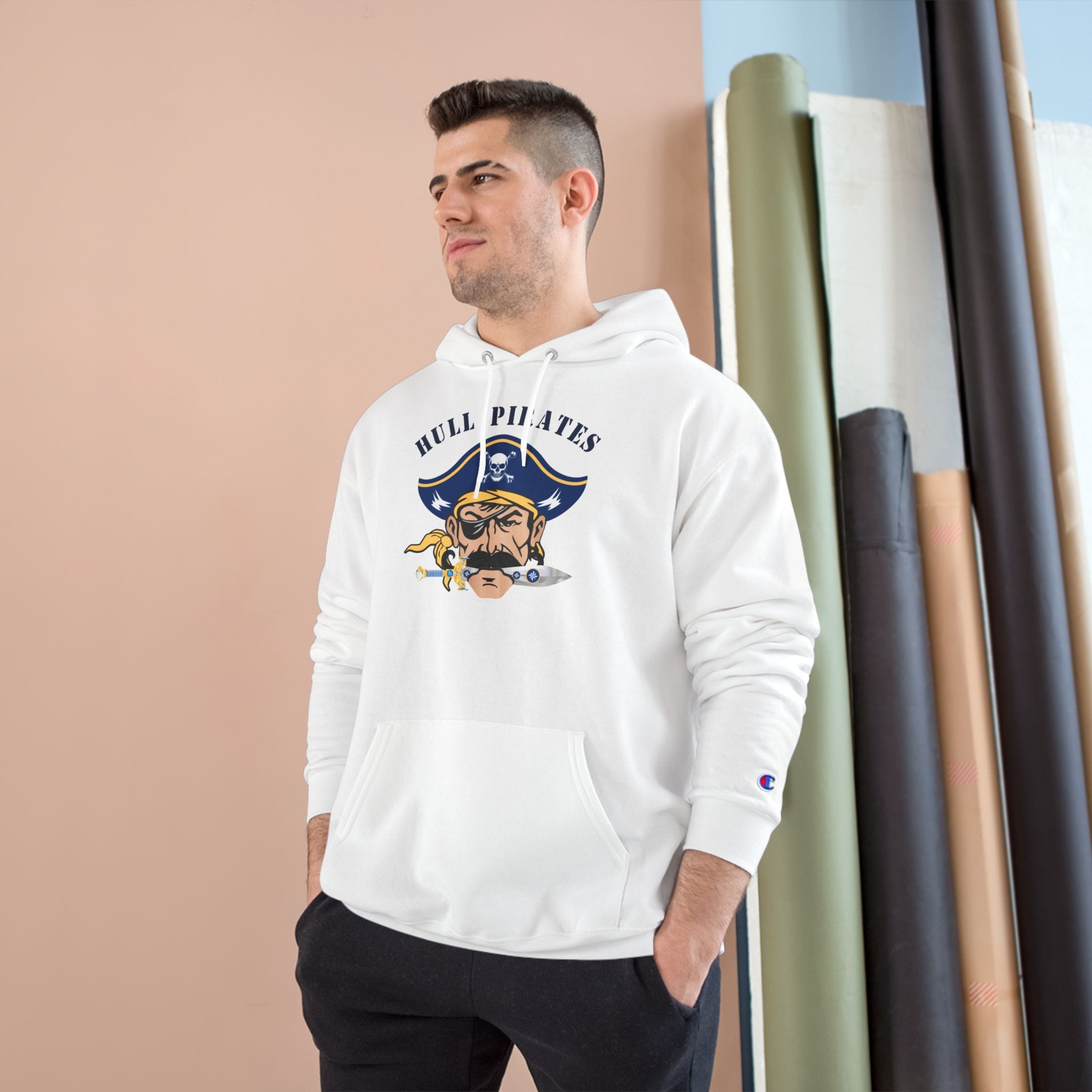 Hull Pirates - Champion Adult Fleece Pullover Hoodie, Optional Name/Number Personalization