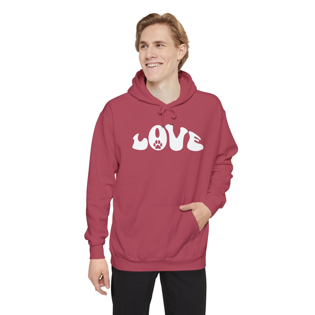Love Paw Print — Garment Dyed Hoodie