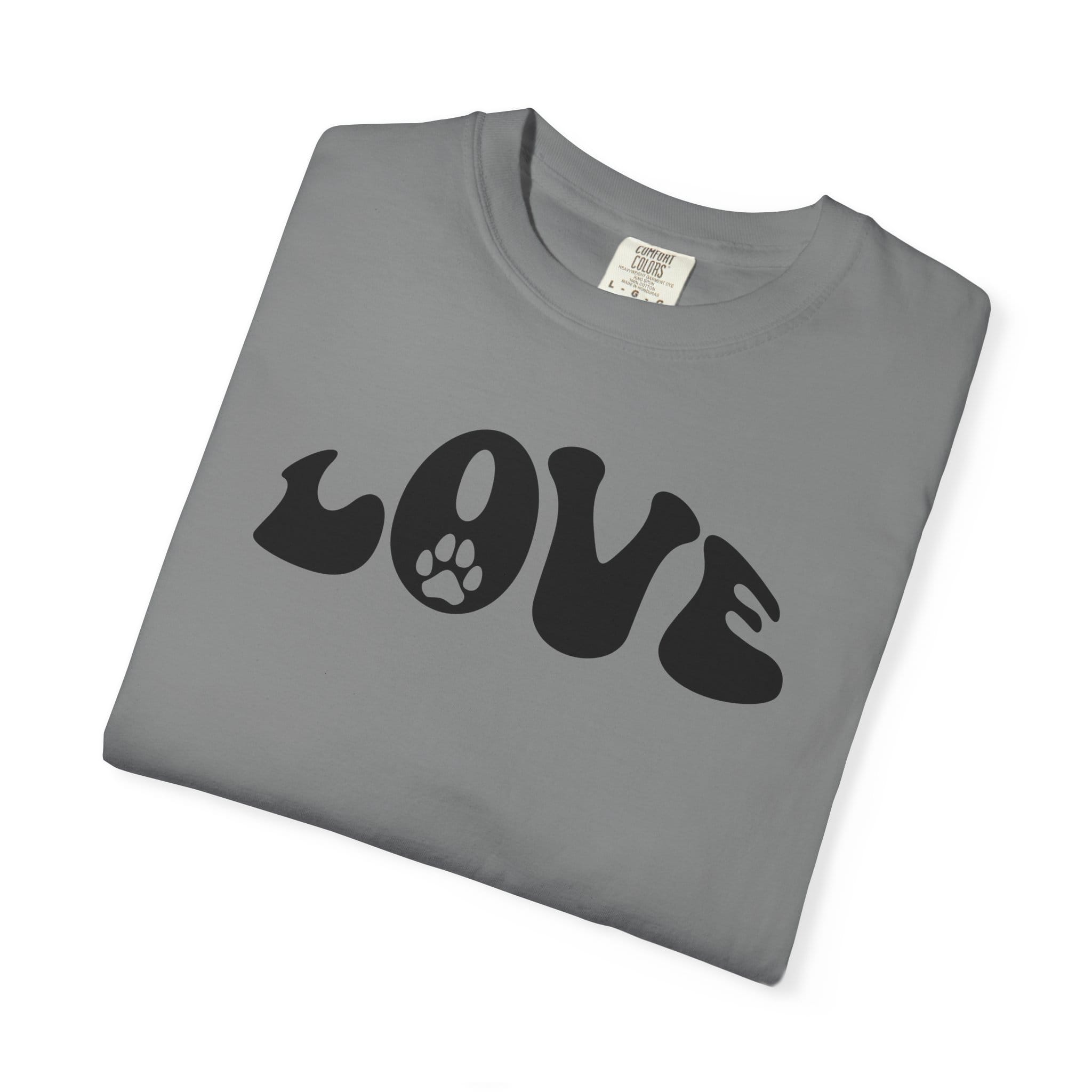 LOVE Paw Print - Garment Dyed Cotton T-Shirt