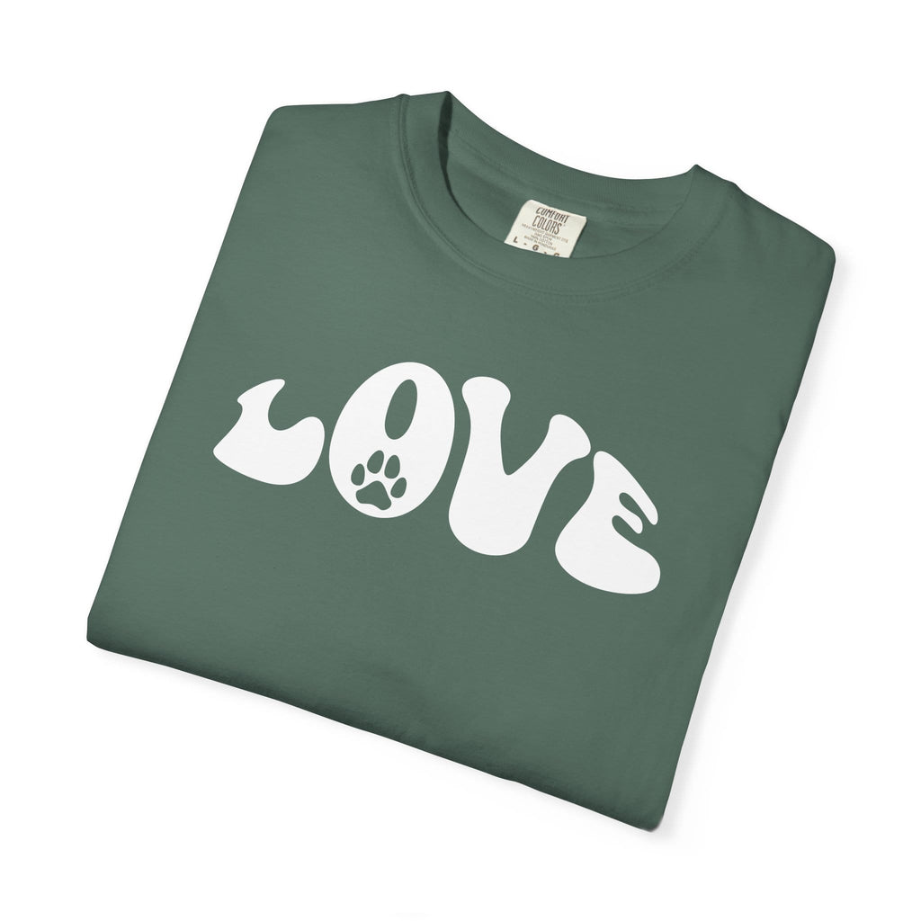 LOVE Paw Print - Garment Dyed Cotton T-Shirt