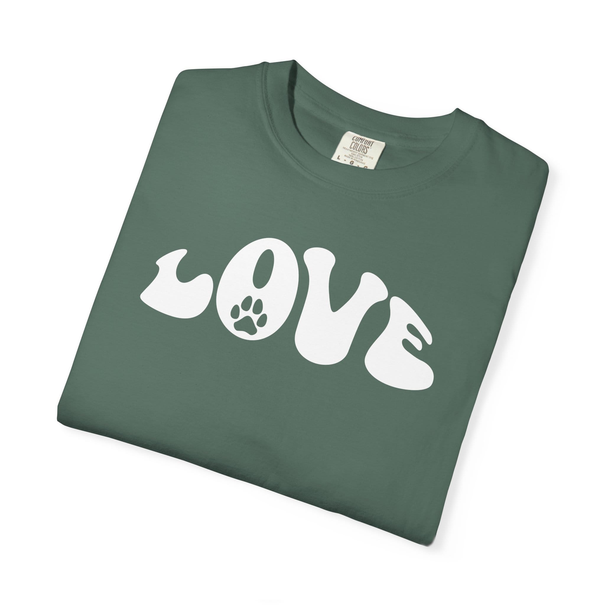LOVE Paw Print - Garment Dyed Cotton T-Shirt