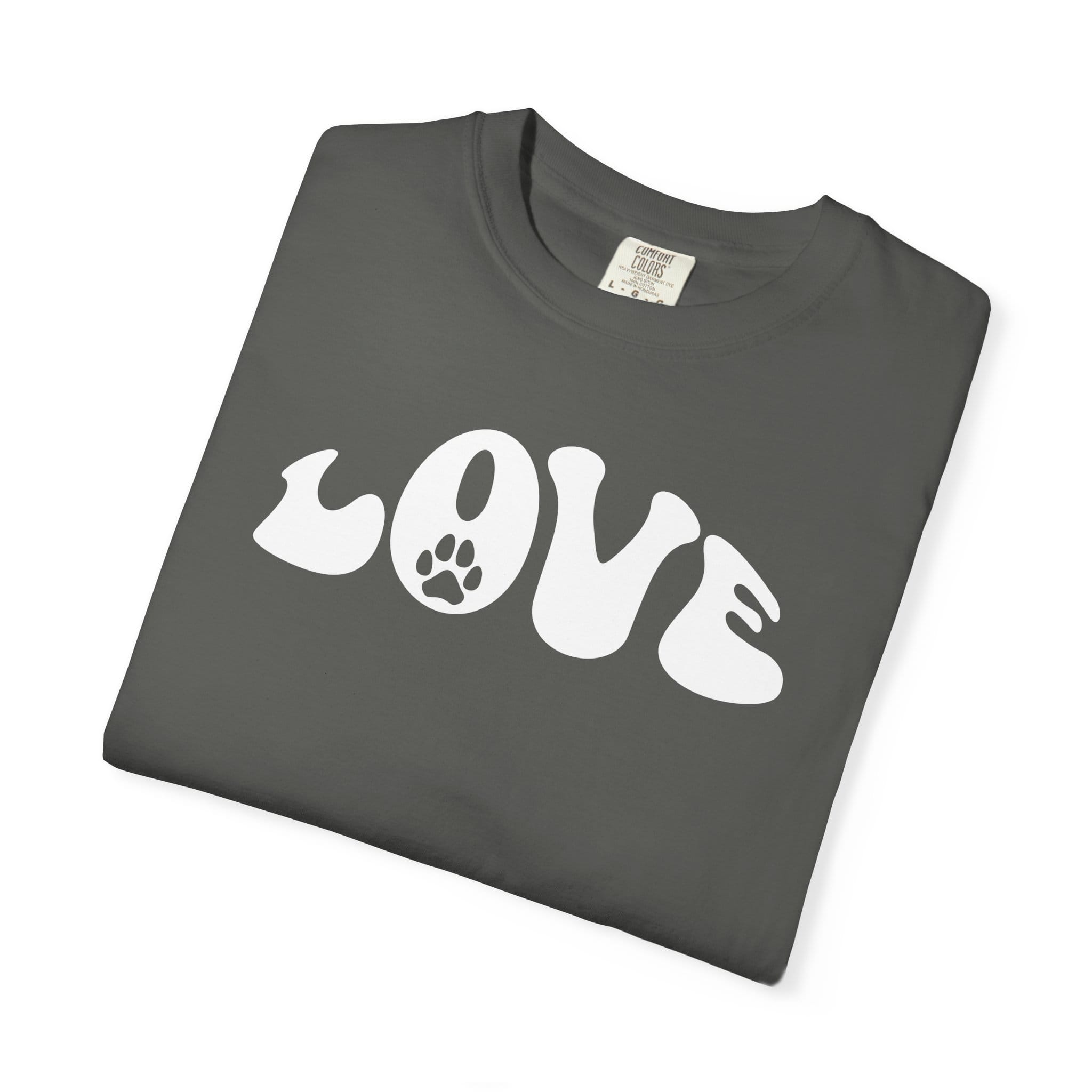 LOVE Paw Print - Garment Dyed Cotton T-Shirt