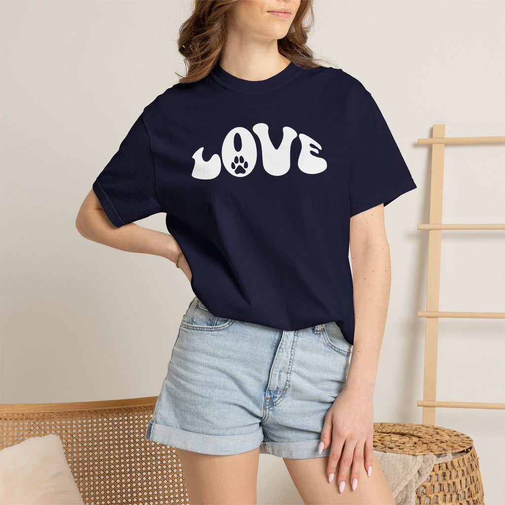 LOVE Paw Print - Garment Dyed Cotton T-Shirt