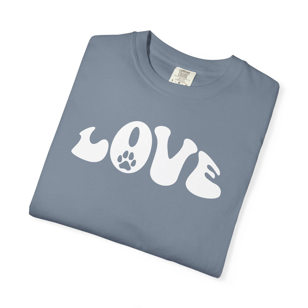 LOVE Paw Print - Garment Dyed Cotton T-Shirt