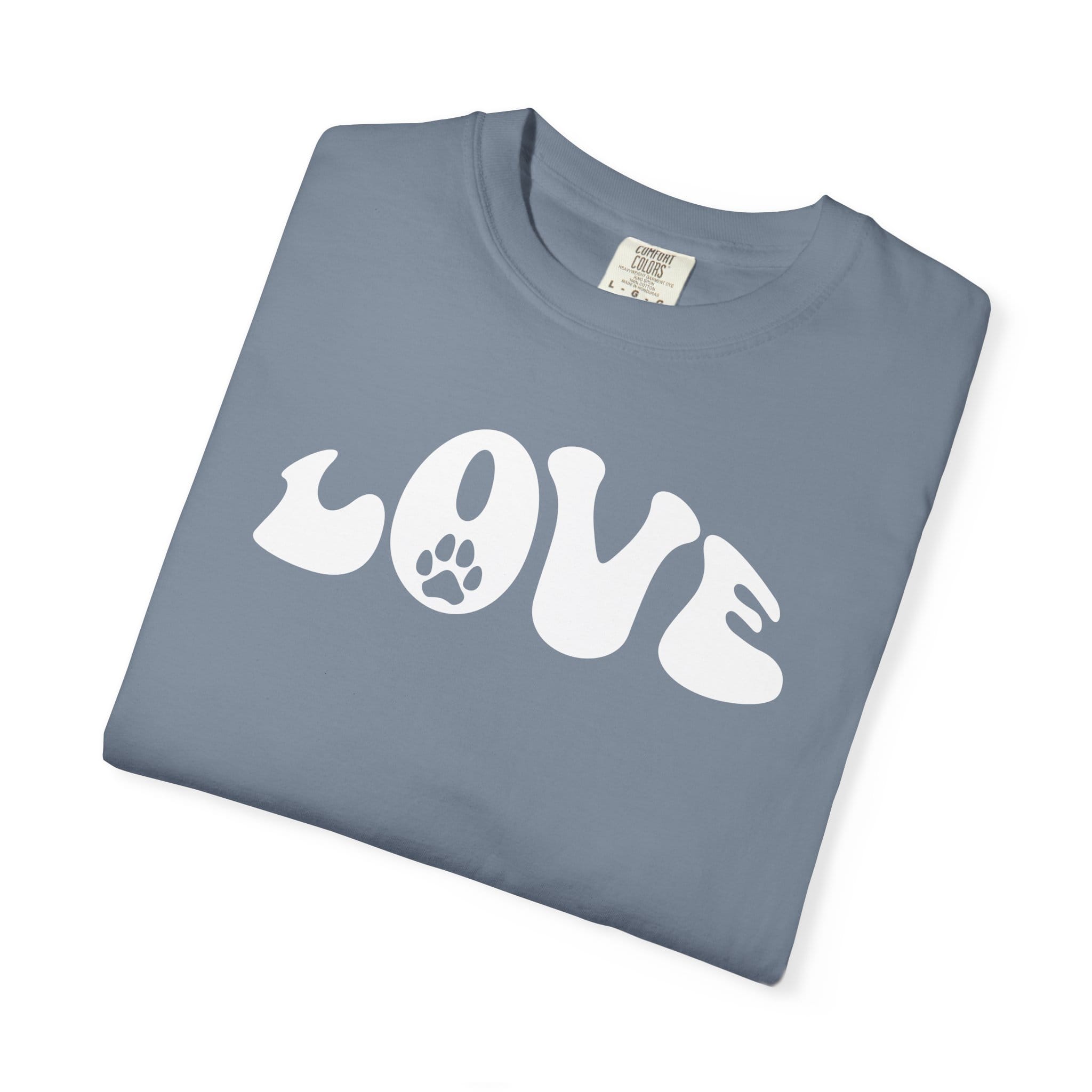 LOVE Paw Print - Garment Dyed Cotton T-Shirt