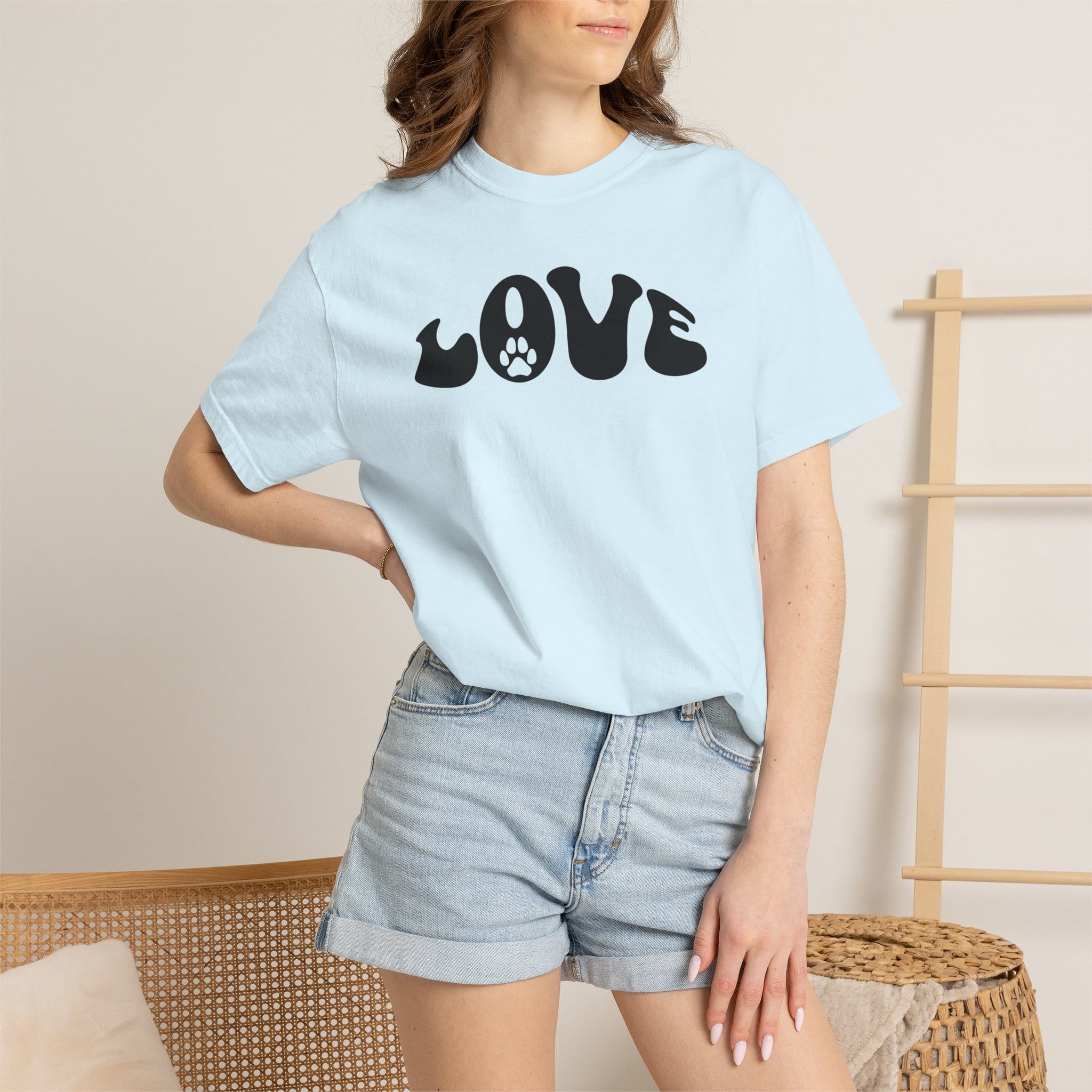 LOVE Paw Print - Garment Dyed Cotton T-Shirt