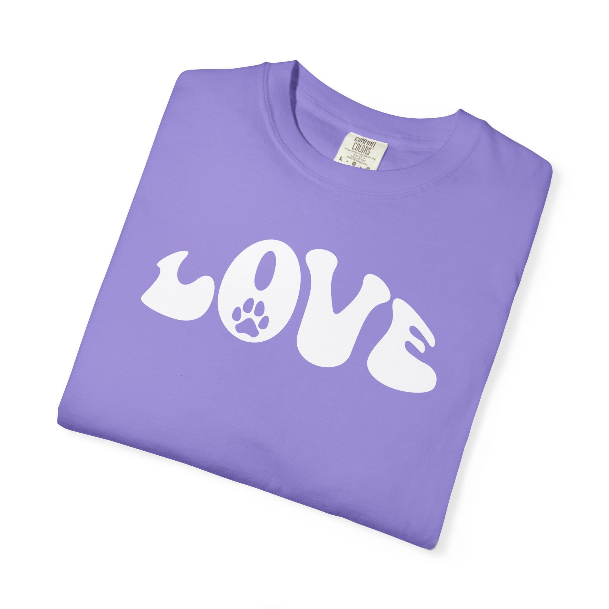 LOVE Paw Print - Garment Dyed Cotton T-Shirt