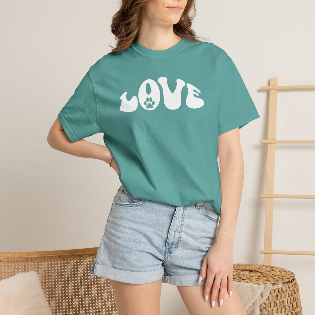 LOVE Paw Print - Garment Dyed Cotton T-Shirt
