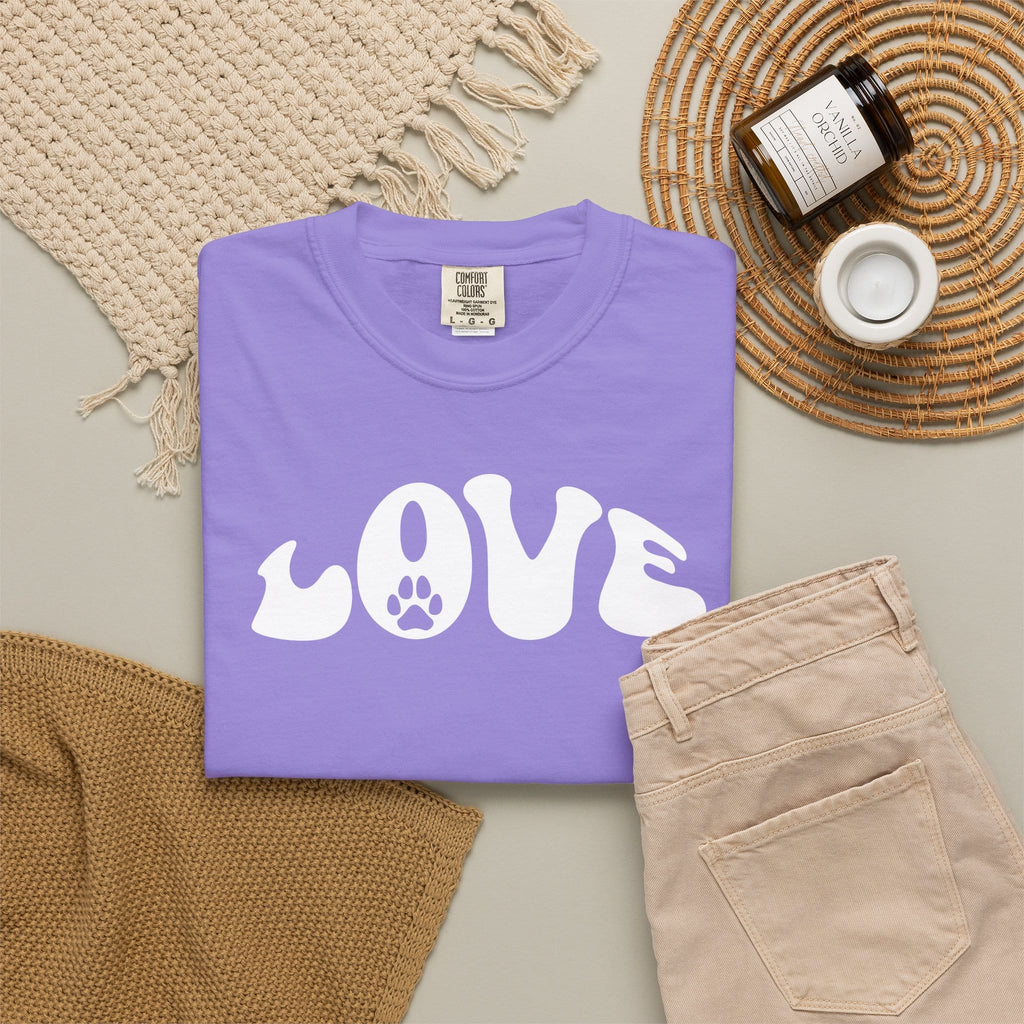 LOVE Paw Print - Garment Dyed Cotton T-Shirt