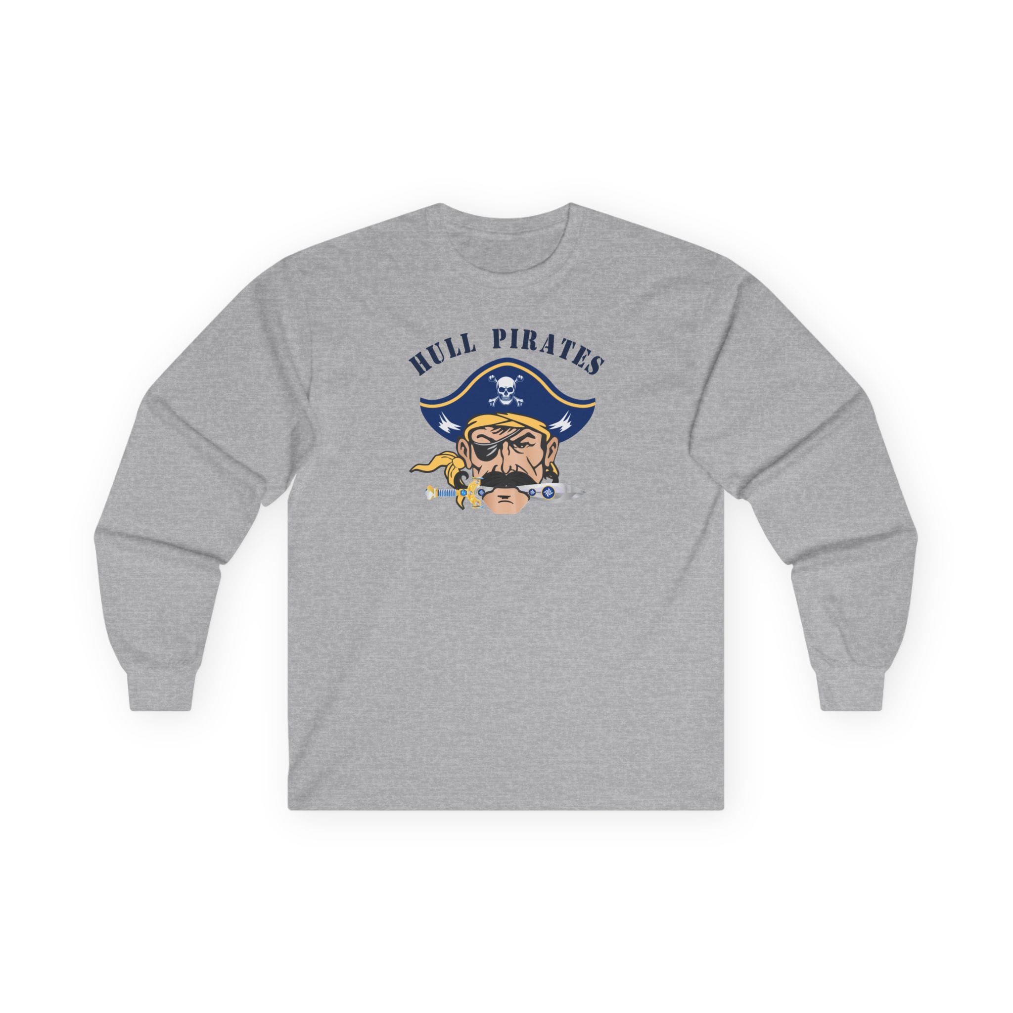 Hull Pirates - Adult Cotton Long Sleeve T-Shirt, Optional Name/Number Personalization