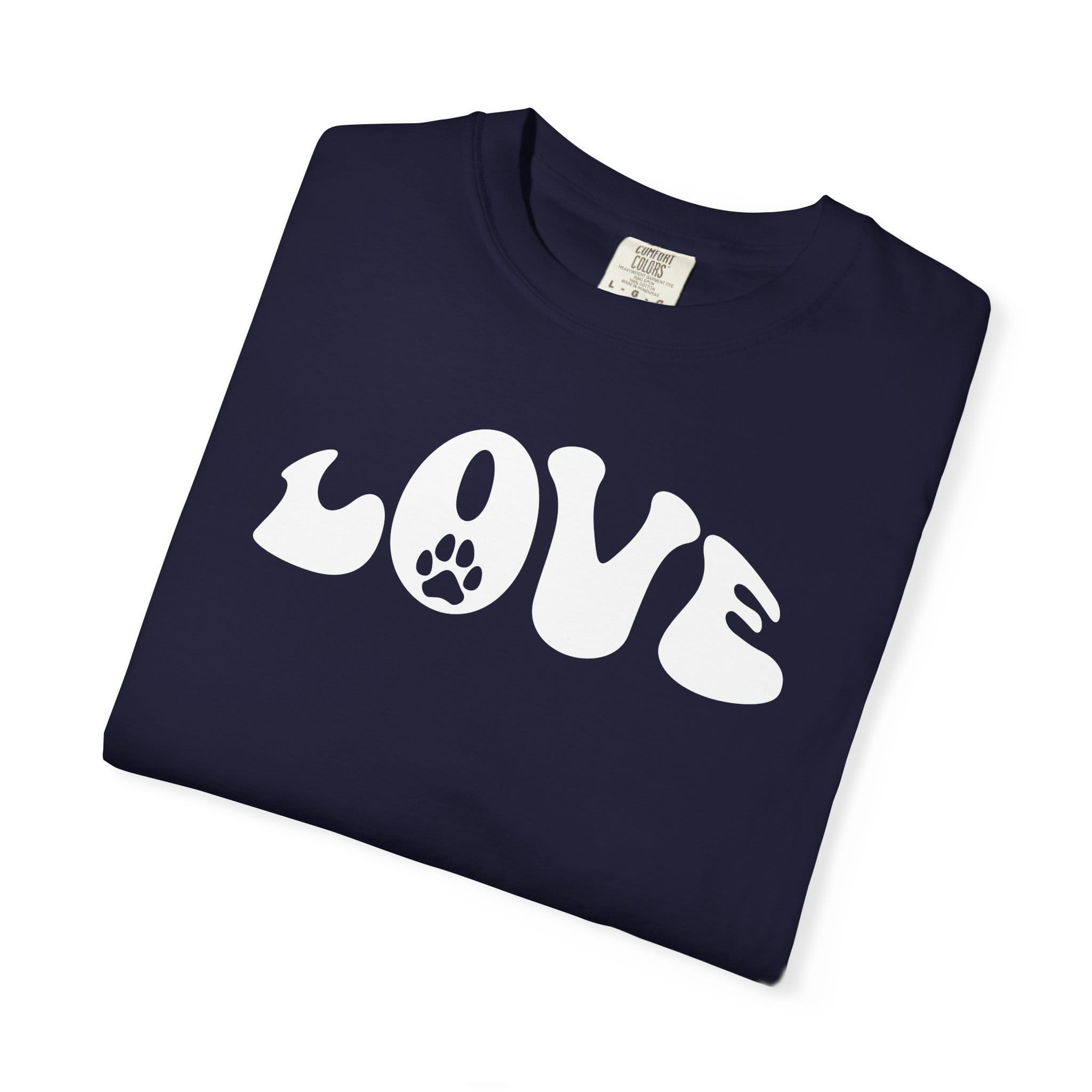LOVE Paw Print - Garment Dyed Cotton T-Shirt