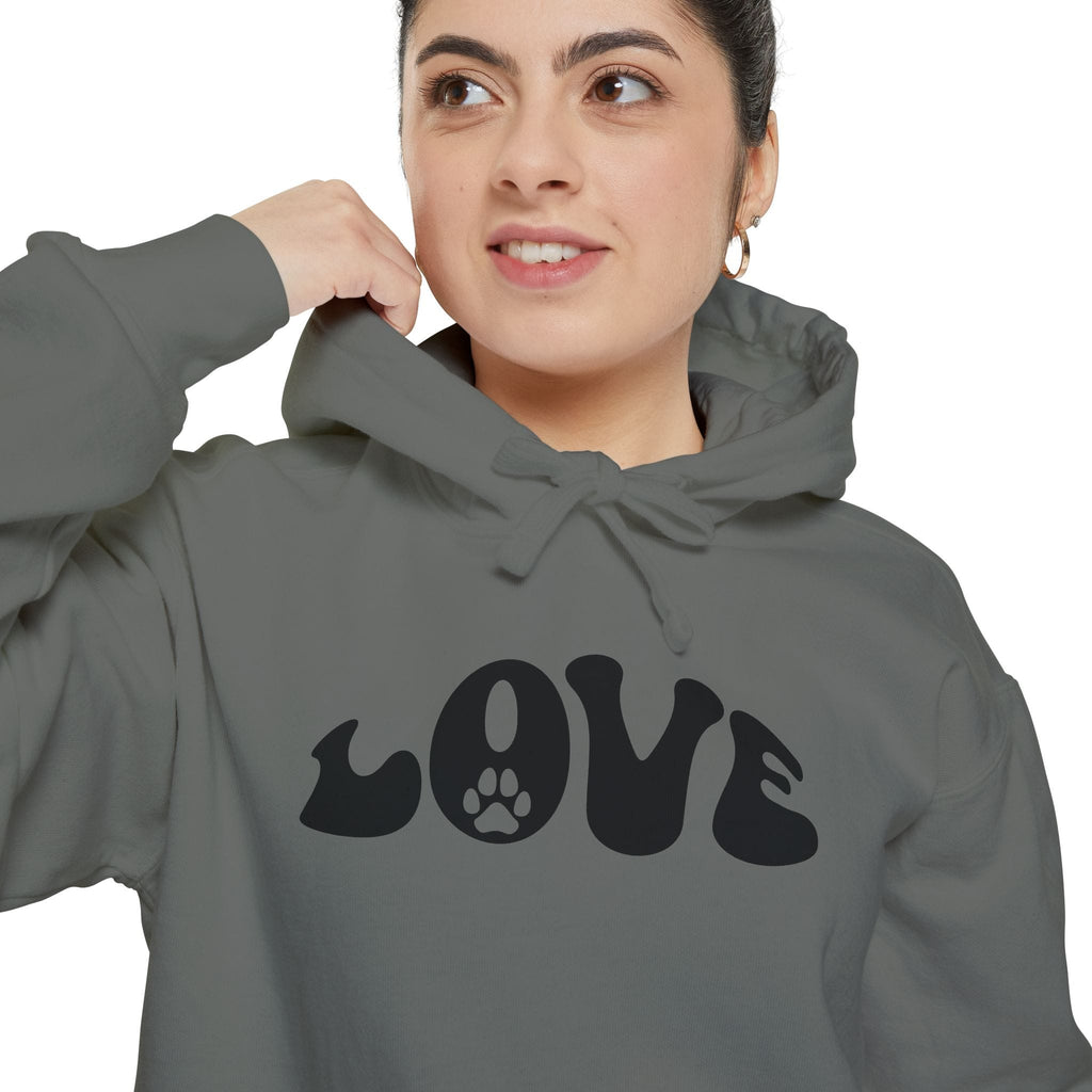 Love Paw Print — Garment Dyed Hoodie