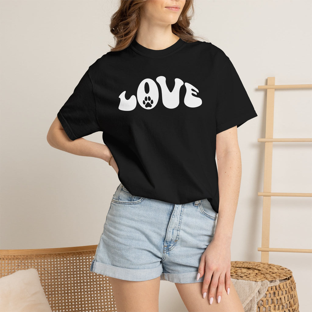 LOVE Paw Print - Garment Dyed Cotton T-Shirt