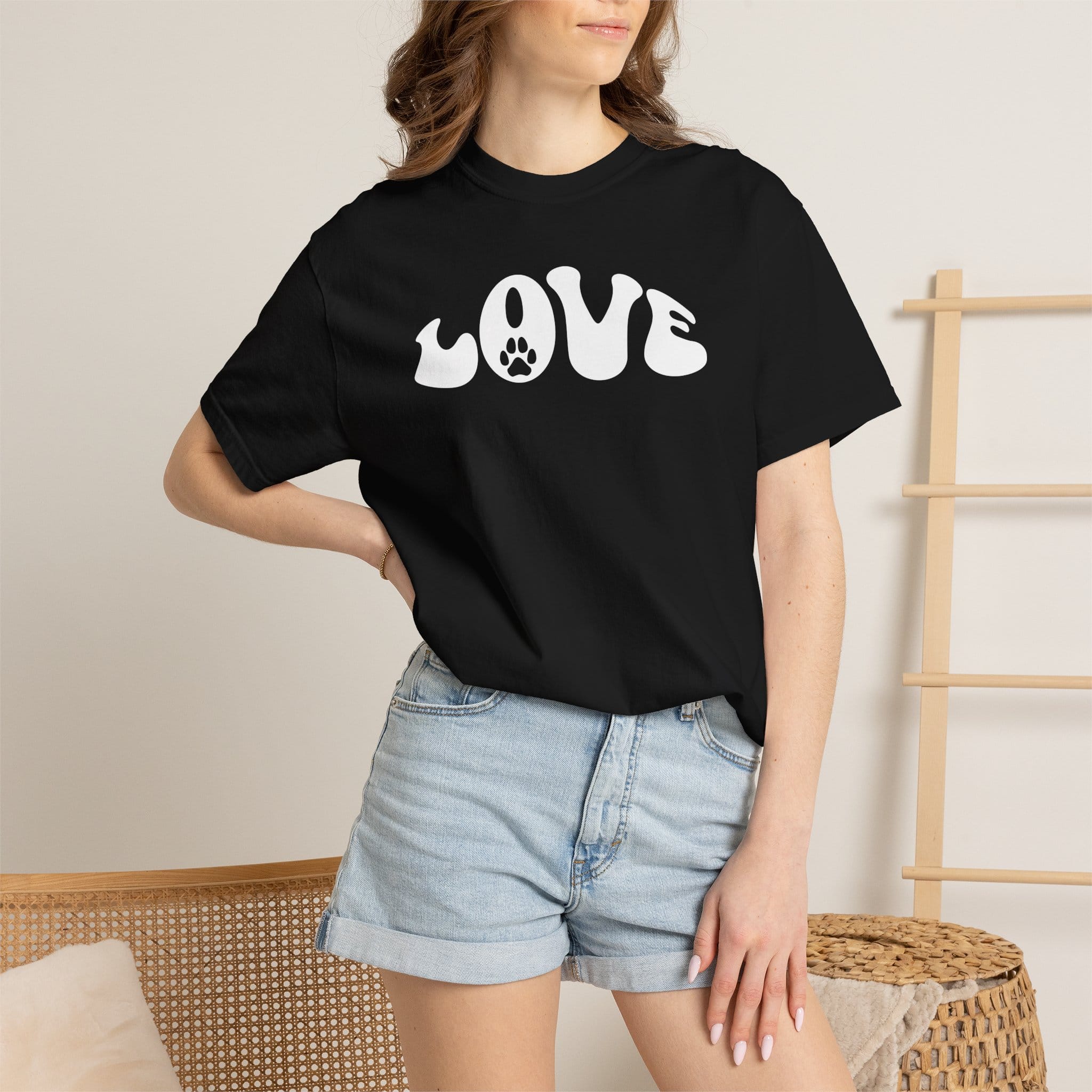 LOVE Paw Print - Garment Dyed Cotton T-Shirt