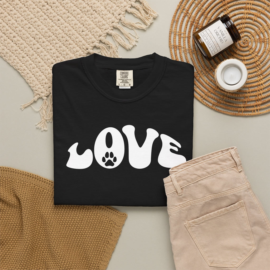 LOVE Paw Print - Garment Dyed Cotton T-Shirt