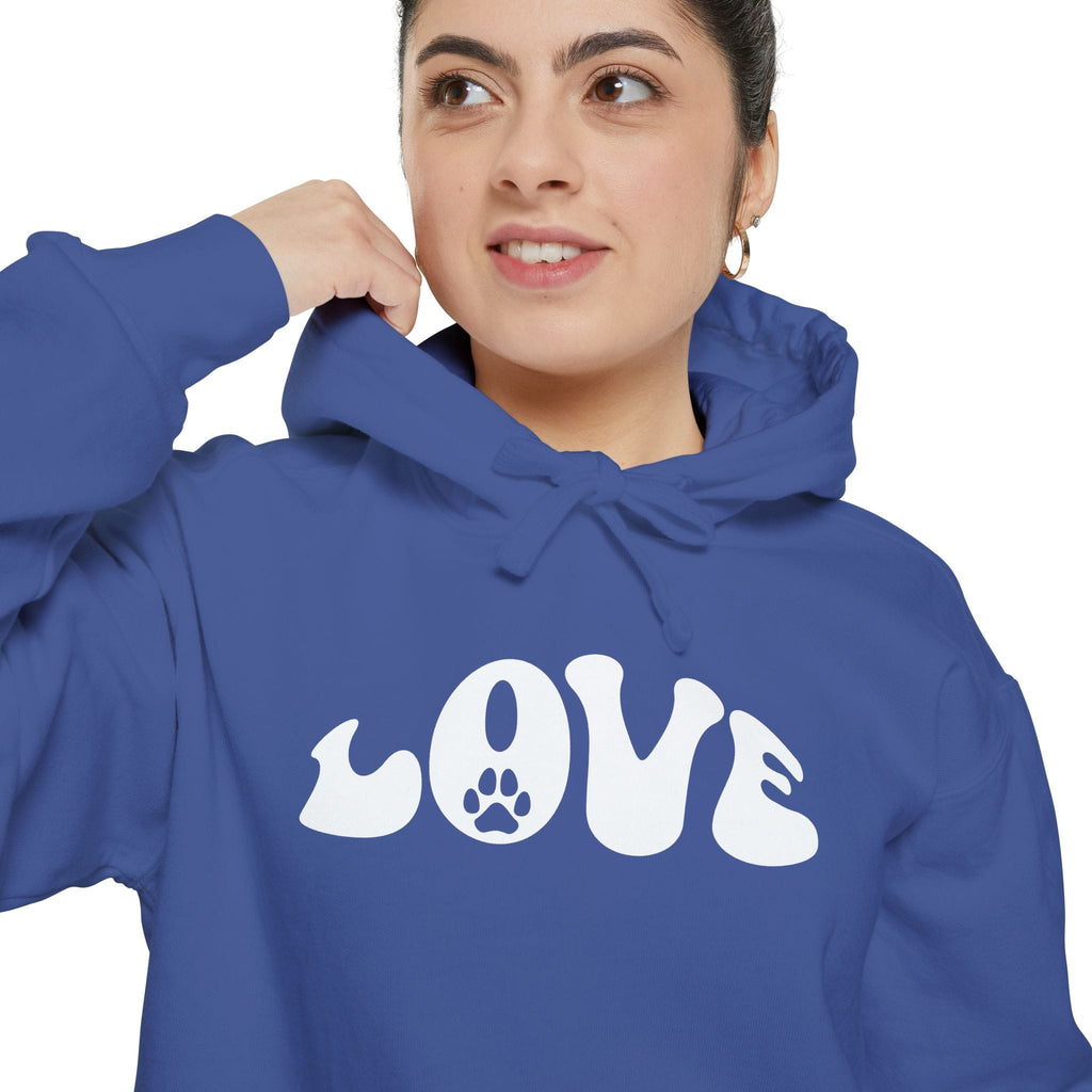 Love Paw Print — Garment Dyed Hoodie