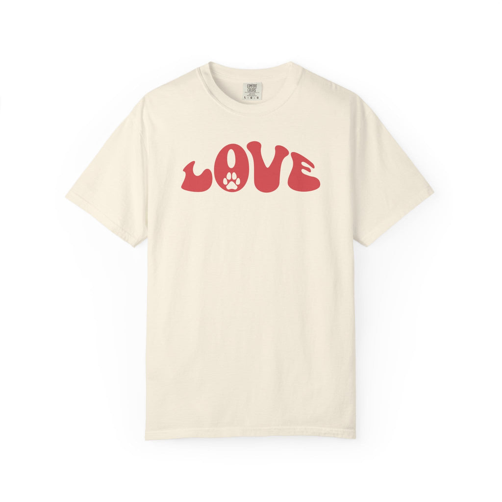 LOVE Paw Print - Garment Dyed Cotton T-Shirt
