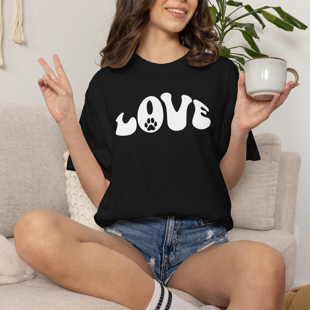 LOVE Paw Print - Garment Dyed Cotton T-Shirt