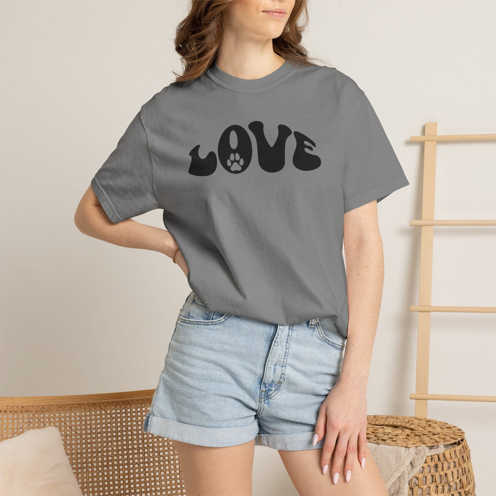 LOVE Paw Print - Garment Dyed Cotton T-Shirt
