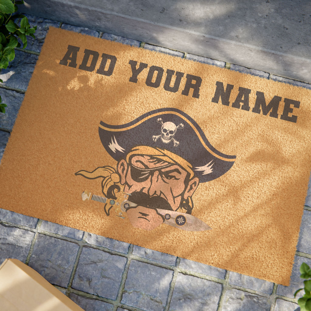 Personalized Hull Pirates Doormat — Custom Name Welcome Mat with Tough Coir Backing