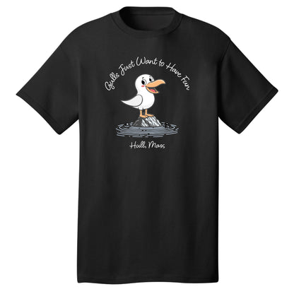 Gulls Just Want to Have Fun - Kids Cotton T-Shirts - Hull, MA