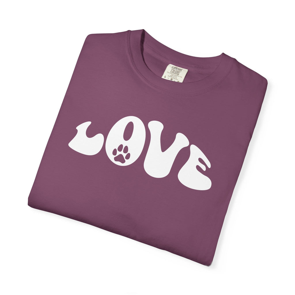LOVE Paw Print - Garment Dyed Cotton T-Shirt