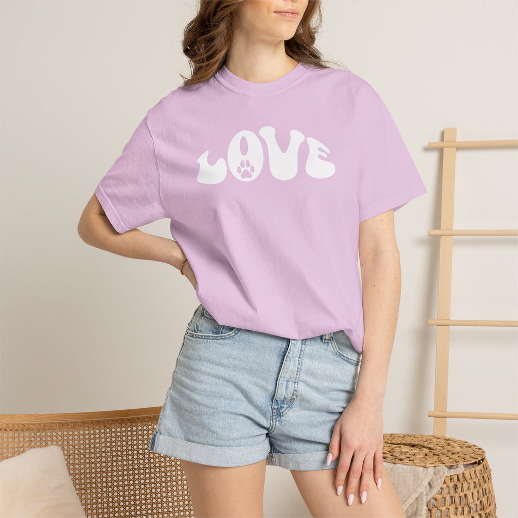 LOVE Paw Print - Garment Dyed Cotton T-Shirt