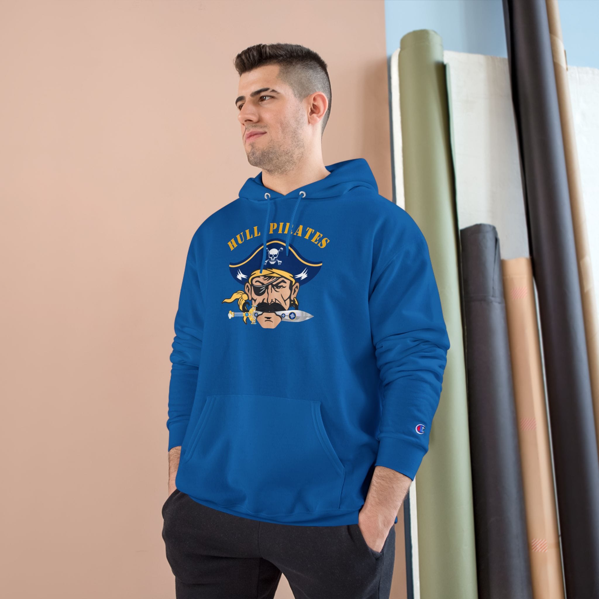Hull Pirates - Champion Adult Fleece Pullover Hoodie, Optional Name/Number Personalization