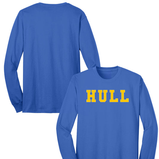 Hull Collegiate Block Letter  – Adult Long Sleeve Tee – 100% Cotton, Ready for Pickup