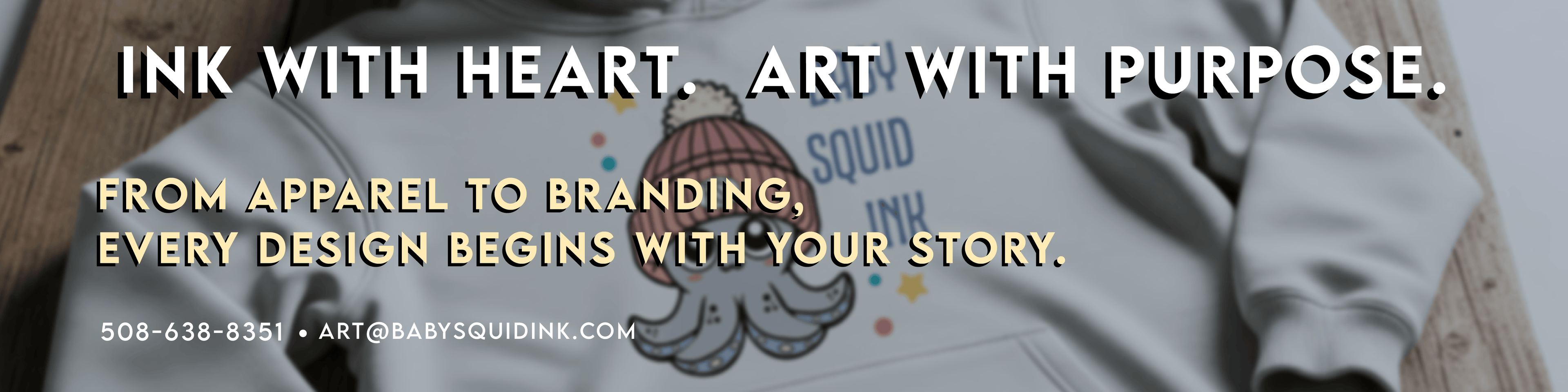 Product with graphic design and text about branding and design services.