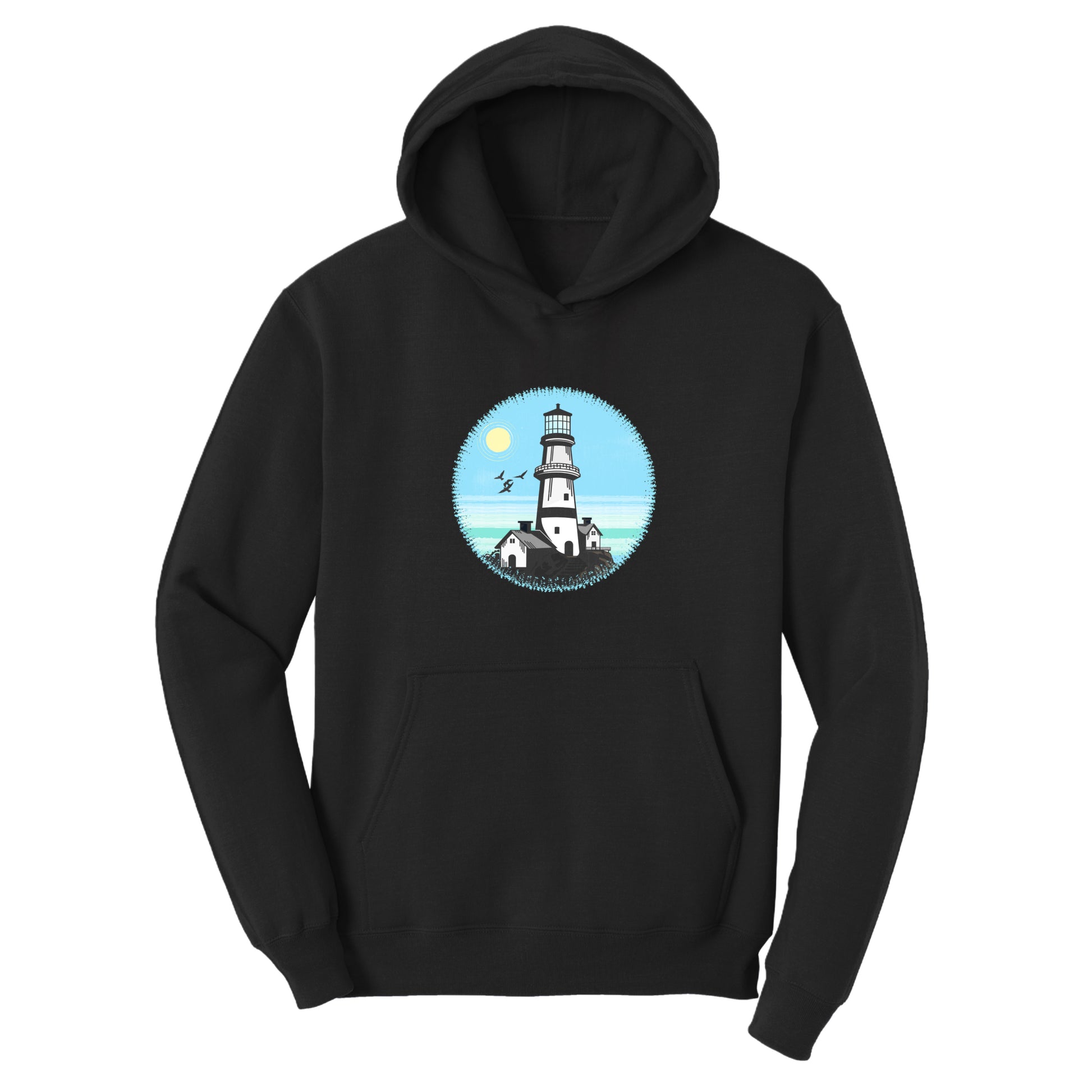 Black Customizable Lighthouse Design, Fleece Hoodie