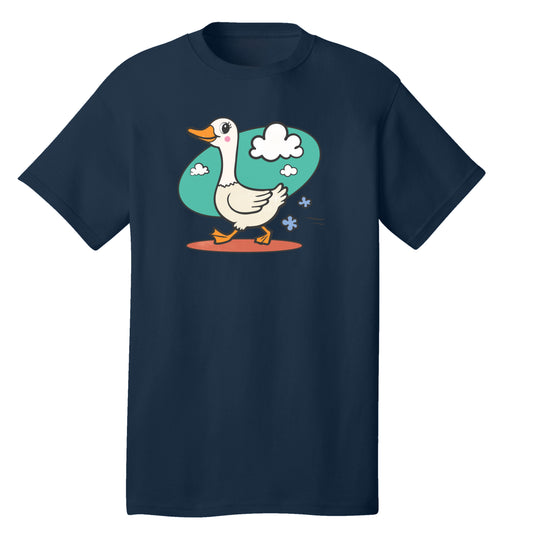 Customizable Cartoon Goose Design, 100% Cotton Tee