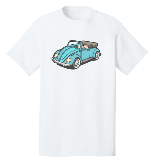 Customizable Retro Convertible Bug Design, 100% Cotton Tee