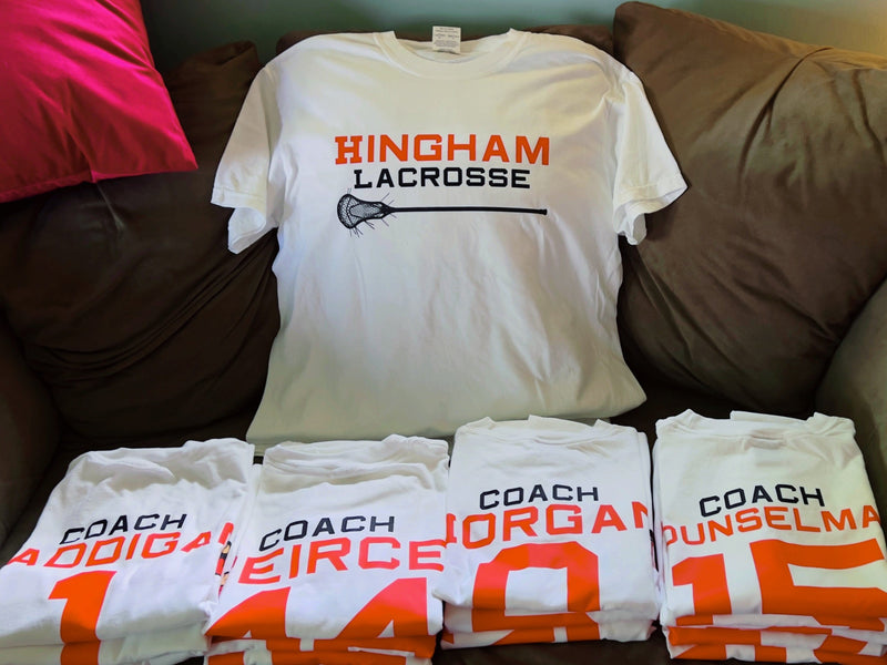 Hingham lacrosse uniform tees