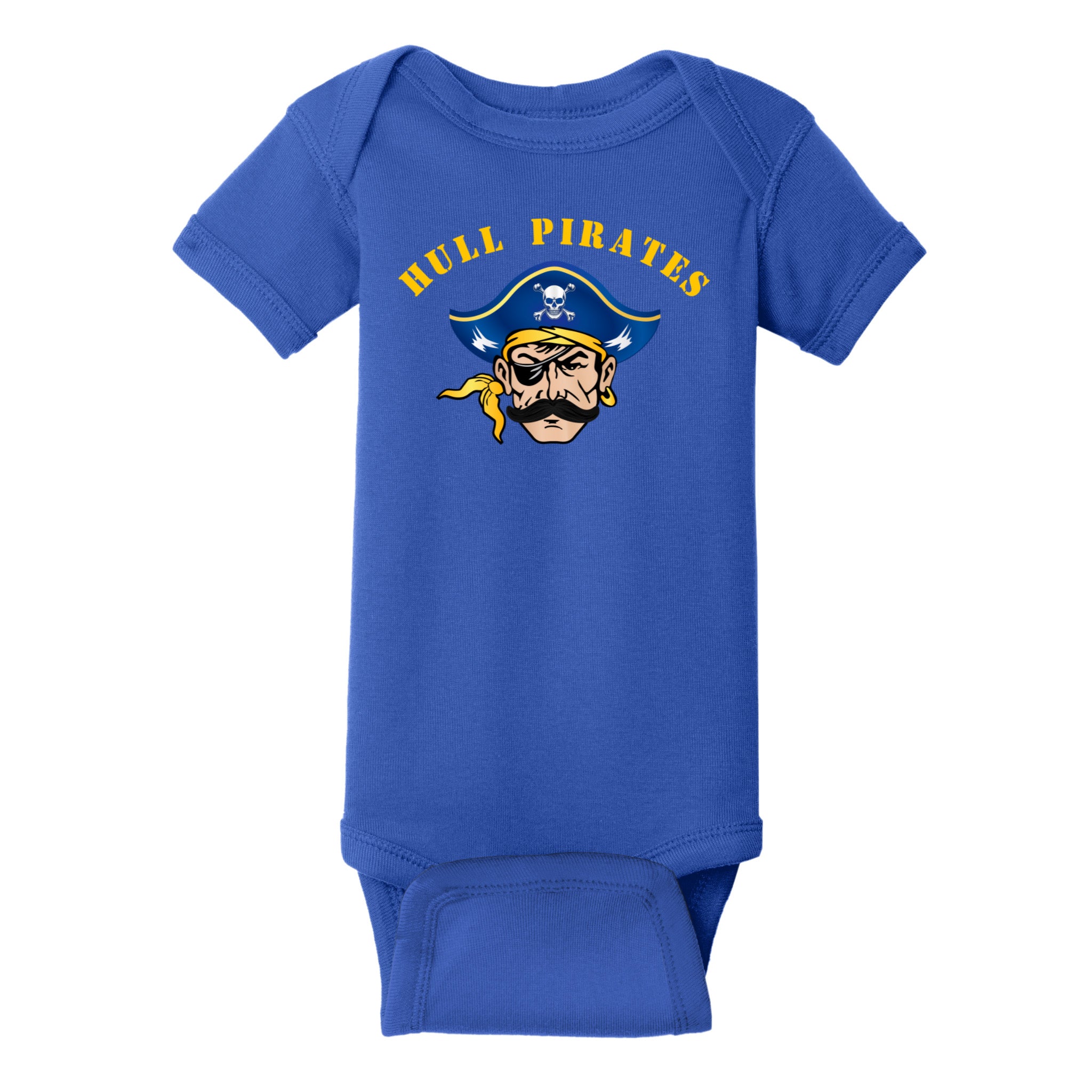 Hull Pirates Infant Cotton Onesie – Blue Bodysuit with Yellow Team Graphic for Babies