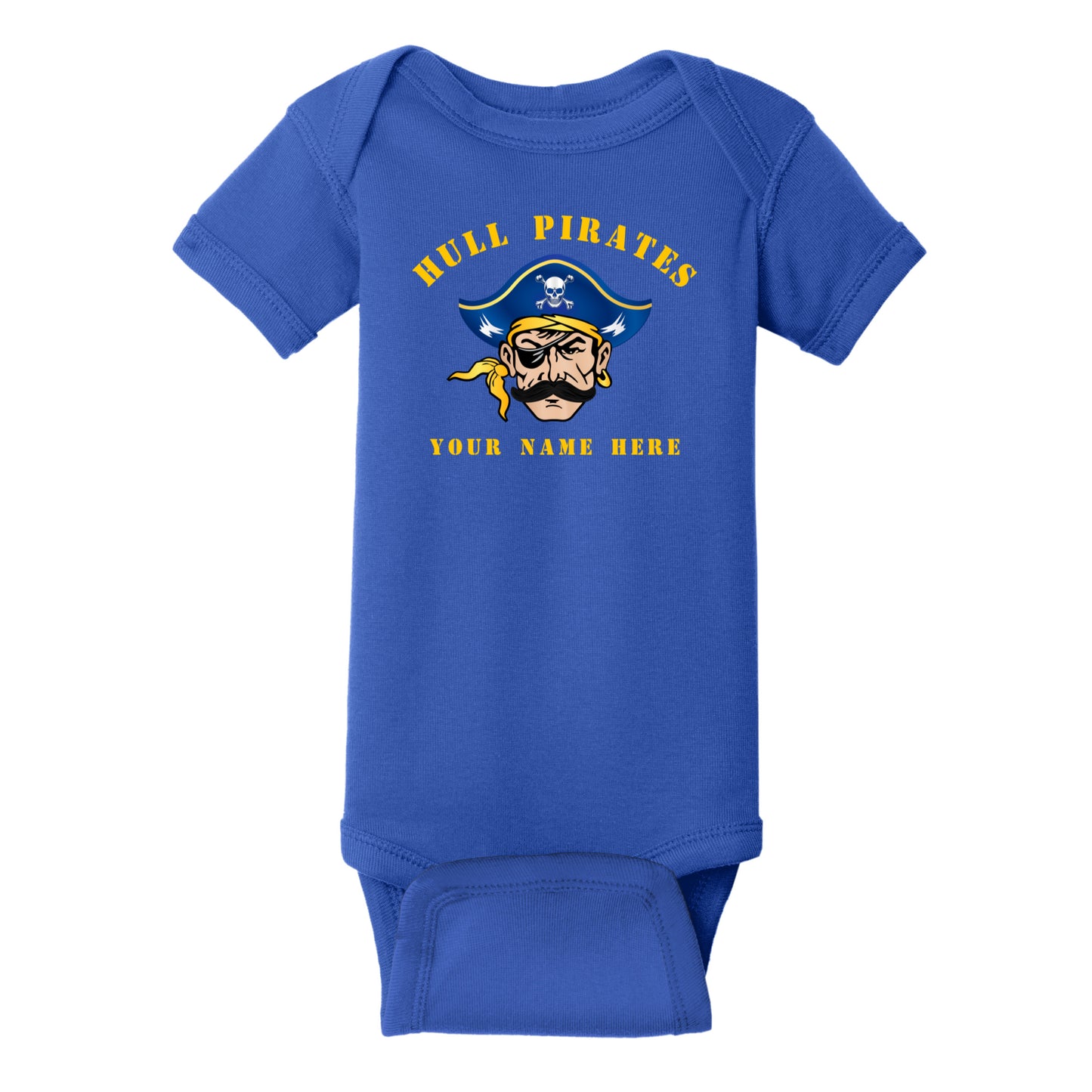 Hull Pirates Personalized Infant Onesie – Blue Bodysuit with Custom Name Option for Babies  